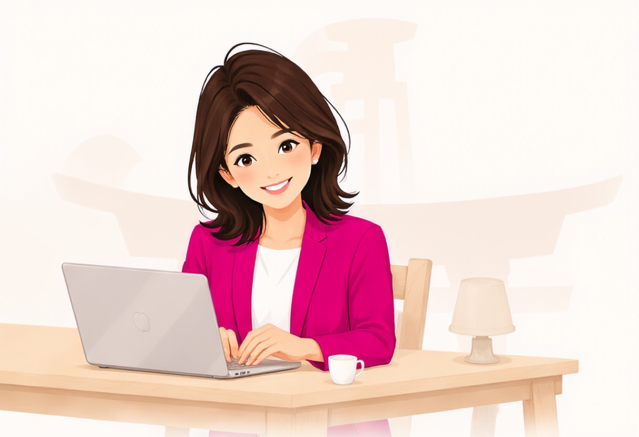미야가 신청 폼이 표시된 휴대폰 화면을 가리키며 뉴커머의 라쿠텐 ID 생성을 안내하고 있다.